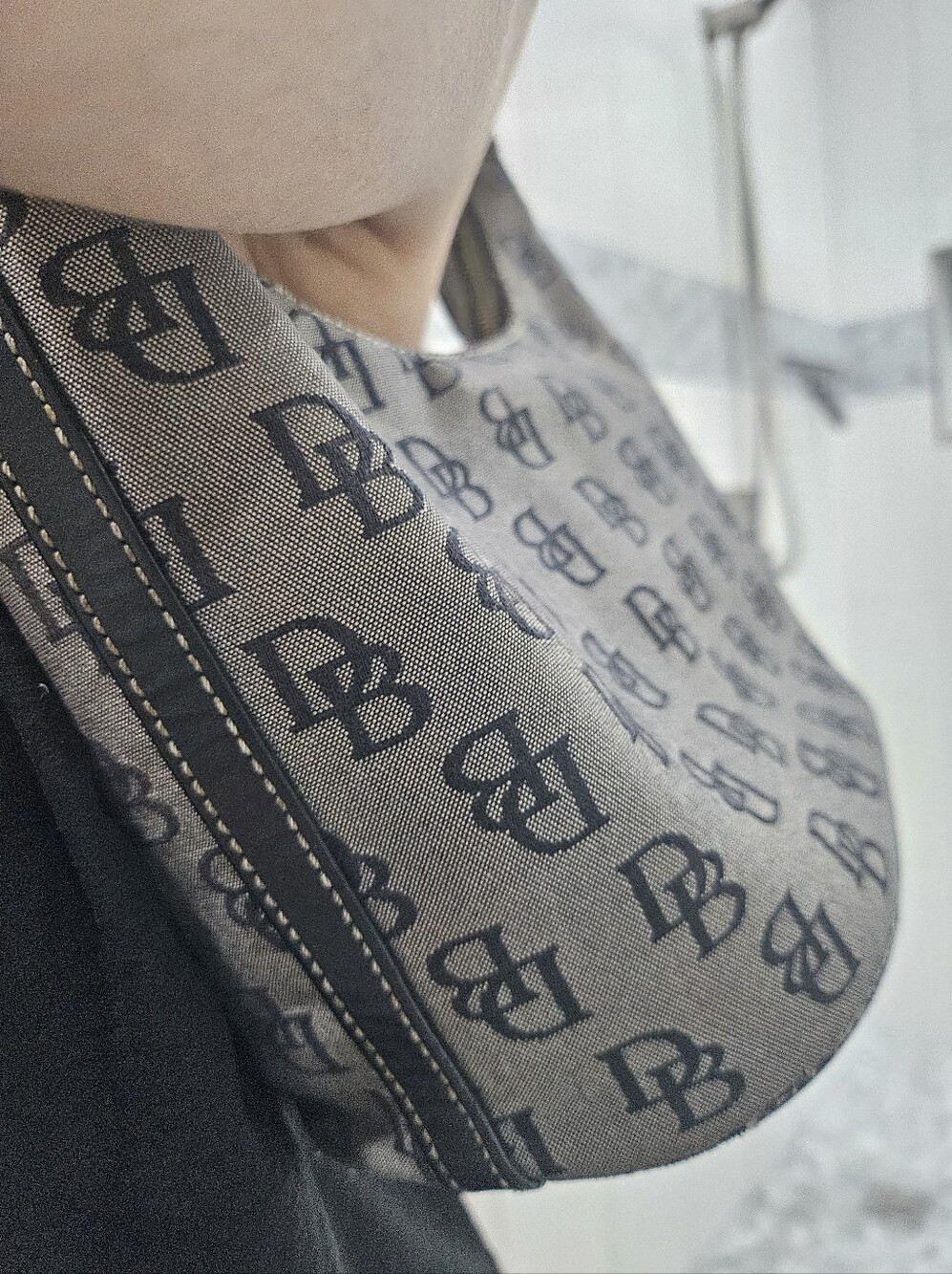 Dooney BOURKE Gray Canvas small Hobo Bag with Black Strap. - Picture 7 of 12